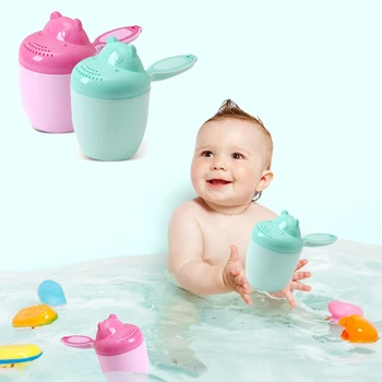 

Baby Bath Cup Toddle Shampoo Cup Cartoon Hippo Children Bathing Bailer Baby Shower Spoons Solid Washing Hair Cup Kids Bath Tool