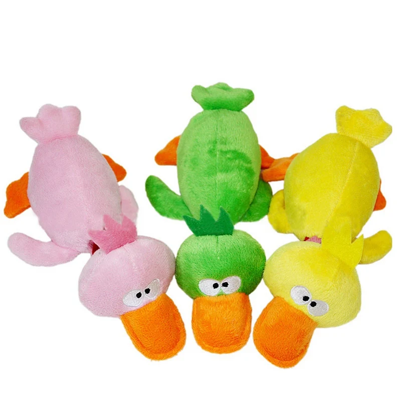 

1 Pcs Color Random New Pet Puppy Toys Plush Duck Sound Squeaker Chewing Toys Playing Fun Toy
