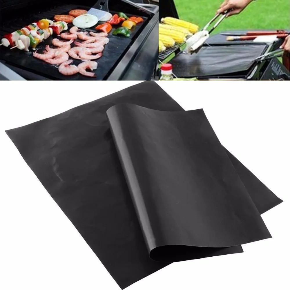 2pcs Reusable Non stick Surface BBQ Grill Mat Baking Sheet Hot Plate
