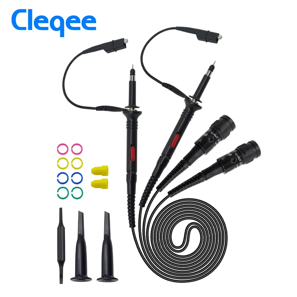 Cleqee высокое качество P2000 серии dc-60mhz ~ 200 мГц осциллограф зонд для Tektronix HP x1/X10 p2060 p2100 P2200 BNC Тесты привести комплект - изображение