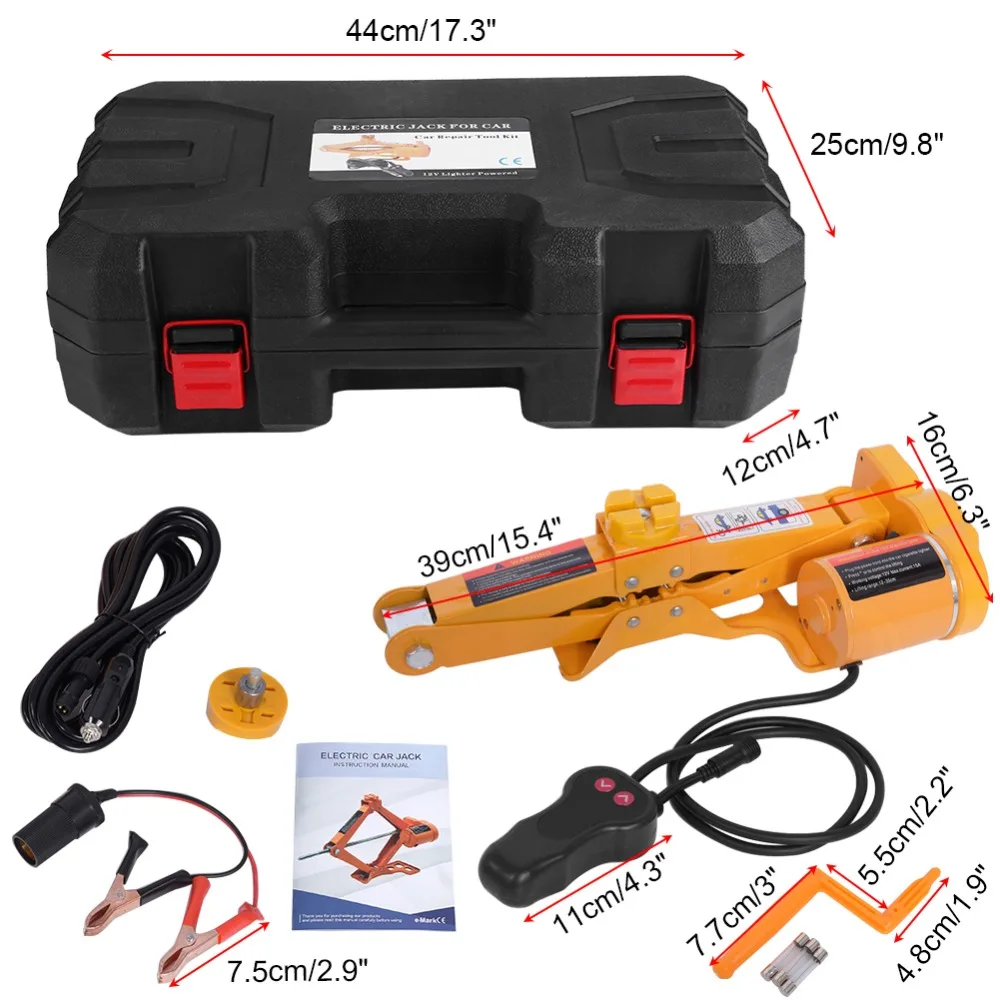 US $45.35 Dc 12v 2ton 3ton Electric Lifting Jack Car Automatic Garage Emergency Equipment Tools Controller Handle Clamps With Box
