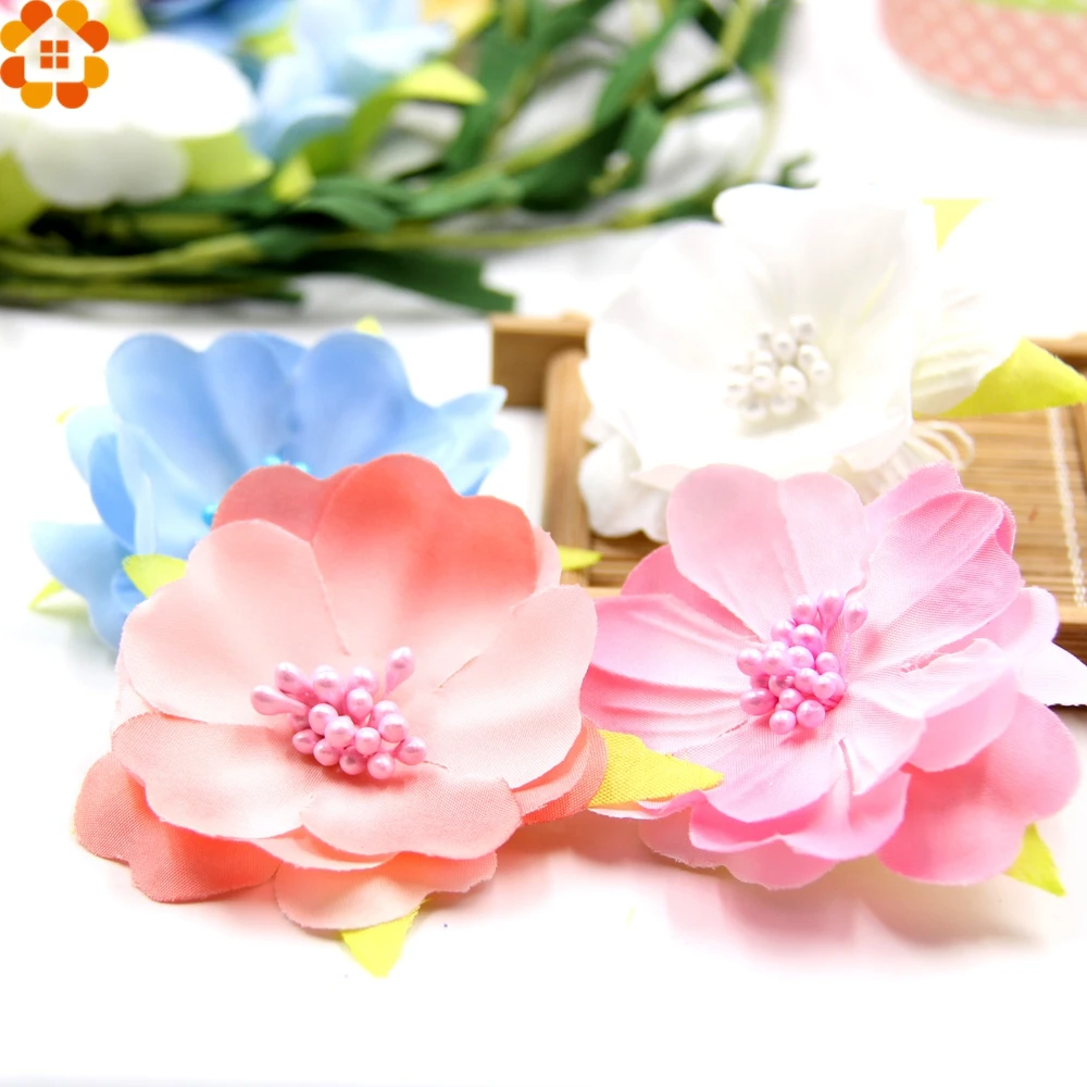 10pcs Artificial Flowers Slik Flower Heads Stamen Wedding Party