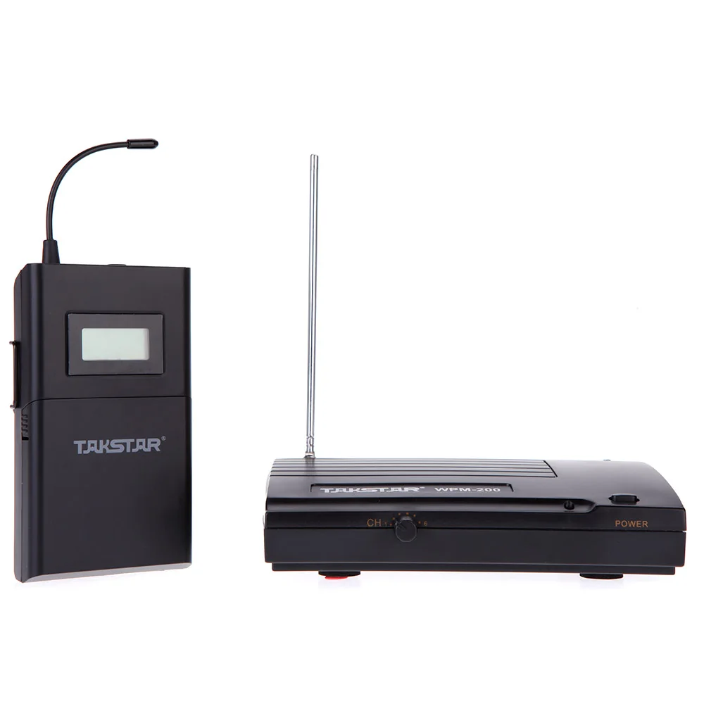 Takstar WPM-200 UHF беспроводной аудио система приемник ЖК-дисплей 6 выбираемых каналов 50 м расстояние передачи