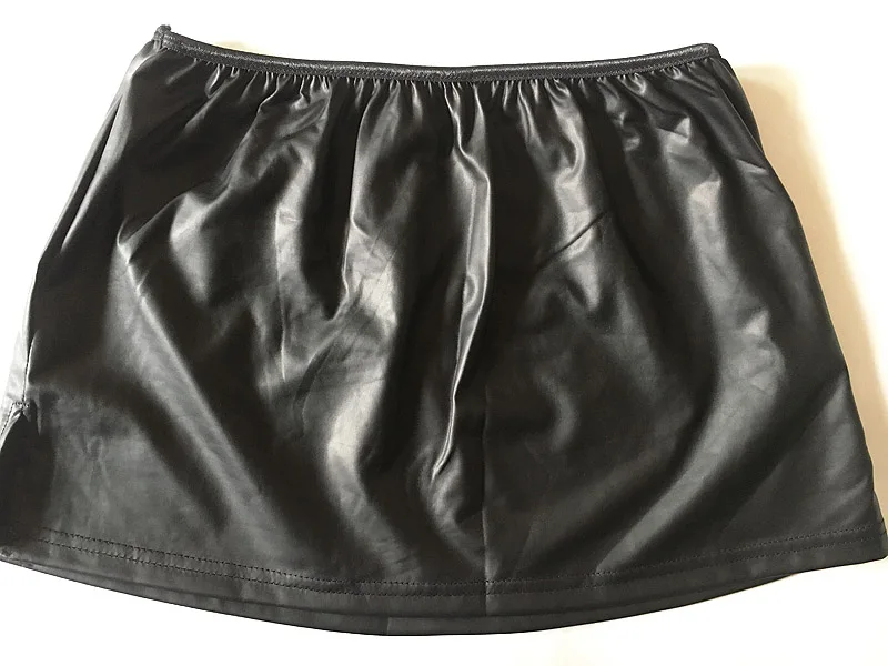 2019 Sexy Women Black Pvc Faux Leather Mini Skirt High Waisted Short Skirt Above Knee Skirt faux leather shirt women XXL