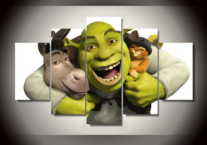 Framed Printed Cartoon shrek Group Painting wall art children's room