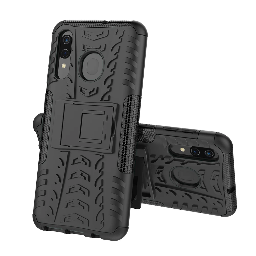 

50pcs/lot Hybrid Kickstand Rugged Rubber Armor Hard PC+TPU 2 In 1 Case Stand For Samsung Galaxy A30 M10