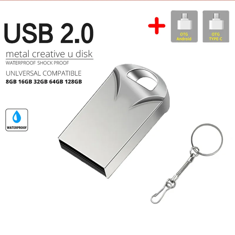 

MINI Metal USB Flash drive 8GB 16GB 326GB OTG Flash Drive 64GB Memory Stick Pendrive 128GB Storage Flash Disk Gift OTG Adapter