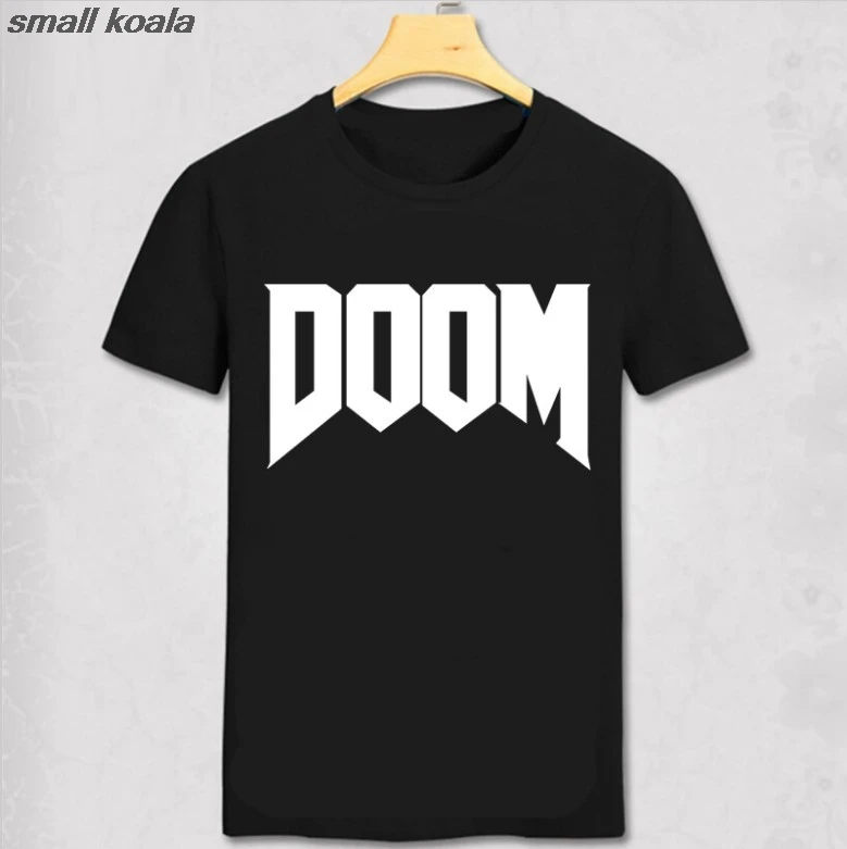 Летняя новая брендовая модная футболка Doom-все время отличная видеоигра Unoffical in Men хлопковая Мужская футболка - Цвет: Черный