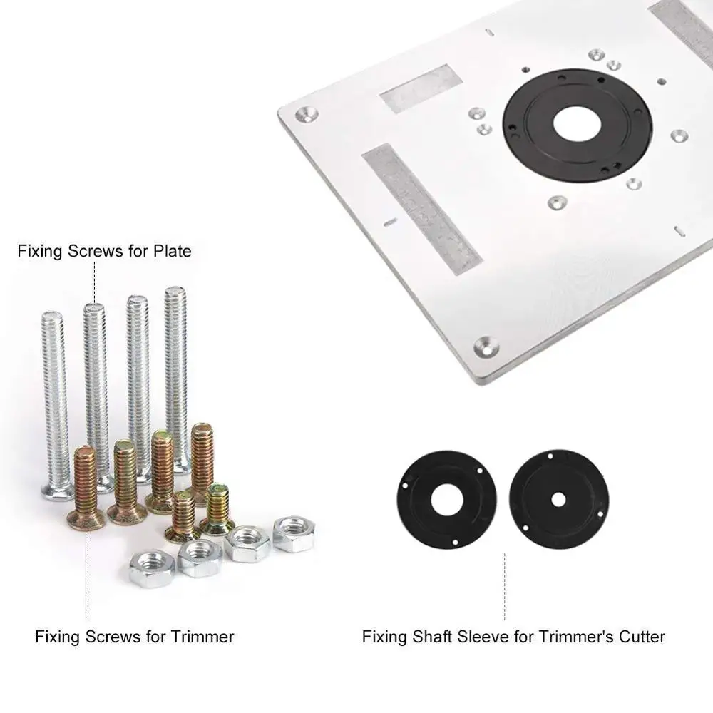 

Multi-function Aluminum Router Table Insert Plate Trimmer Engraving Machine Woodworking Bench Router Plate Tools11.81x9.25x0.3in