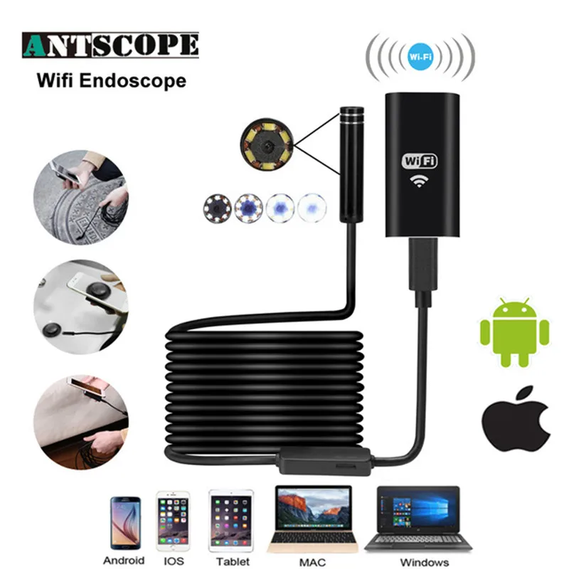 

Antscope Wifi 8mm Endoscope 1/2/3.5/5/7/10M Waterproof Softwire Hardwire Android 720P iOS Iphone Camera Inspection Endoscopio19