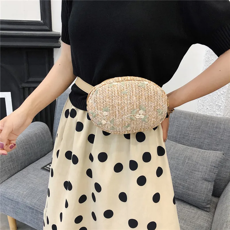 Соломенная Сумка новые модные дизайнерские женские поясные сумки летняя пляжная сумка поясная сумка 2019 женские маленькие сумки на плечо sac