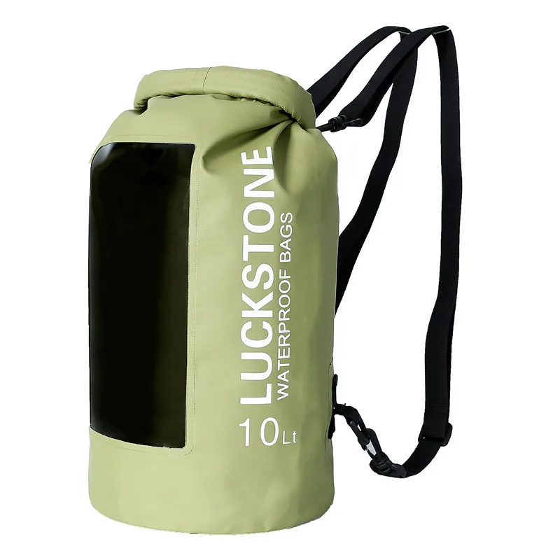 Уличная водонепроницаемая сумка, ПВХ мешок для хранения, сумка для рафтинга, спортивная сумка для каякинга, каноэ, плавания, дорожные наборы 5L 10L 20L - Цвет: Green 10L