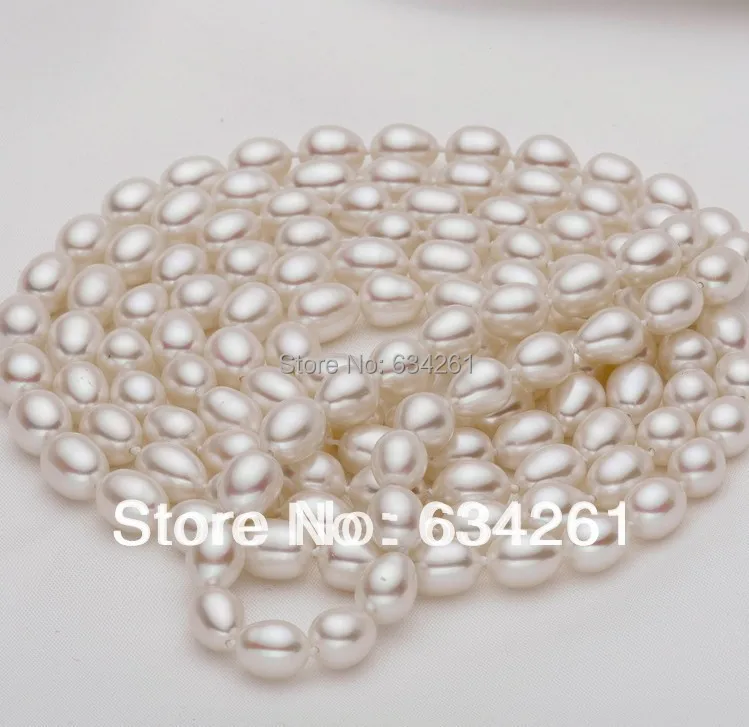 ASHIQI White Natural Freshwater Pearl Long Necklace Sweater chain with 7-8mm real pearl necklace set Hot Sale For Women