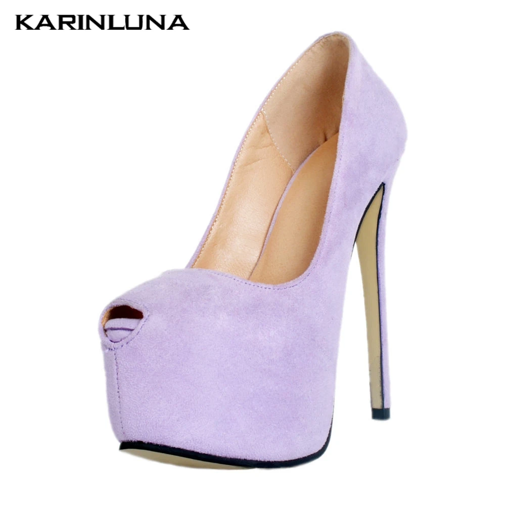 

Karinluna Sexy large Size 35-47 Party wedding brides peep toe Women Shoes high Heels platform Shoes Woman flock pumps women