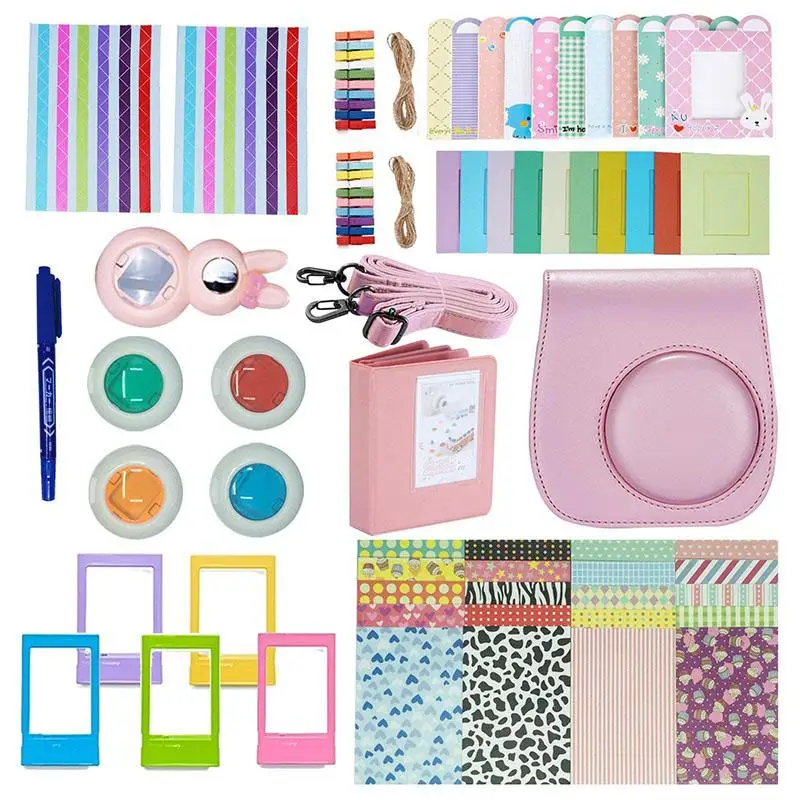 Studyset для Instax Mini9/Mini8/8 чехол/альбом/линзы для селфи/Фильтры/рамки для стен/рамки для пленки/наклейки на границы/угловые наклейки - Цвет: Pink