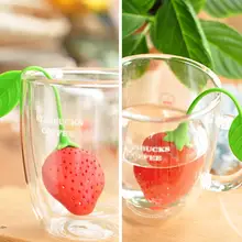 Новинка, 1 шт, силиконовое ситечко для рассыпчатого чая в виде клубники, ПЕРФОРИРОВАННОЕ ситечко для трав и специй, фильтр-диффузор