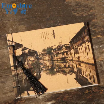 

China Ancient Town Architecture Buidling Promotion OEM Diary Notebook Retro Notepad Customized Vintage Notebook Painting N339
