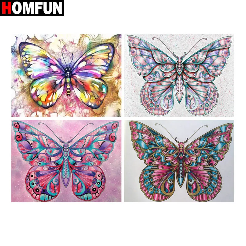 HOMFUN Full Square/Round Drill 5D DIY Diamond Painting &quotAnimal butterfly&quot 3D Embroidery Cross Stitch Home Decor Gift | Дом и сад