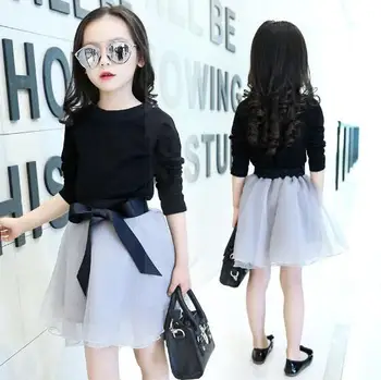 

Girls Clothes Sets Children Teenage Girls Long Sleeve T-shirt & Skirt Two-Piece Suit Kids Baby Girls Clothing