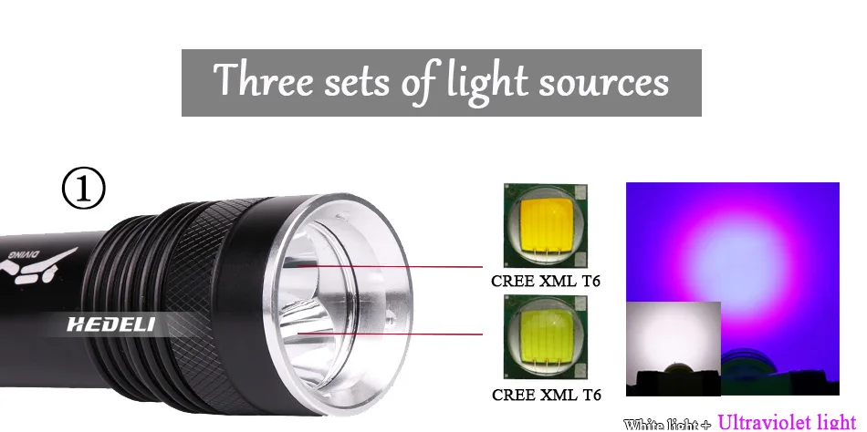 Светодиодный светильник-вспышка s для подводного плавания, светильник-вспышка xml t6 uv395nm, фиолетовый светильник, водонепроницаемый фонарь, подводная лампа lanterna 26650 linterna