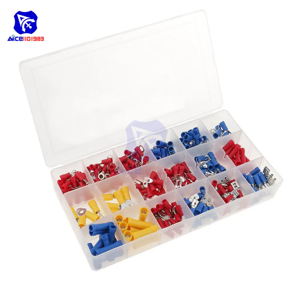 

300PCS 18 Type Assortment Electrical Insulated Wire Crimp Terminals Connector Ring/Spade/Butt Crimp Connector Terminals Wire Kit