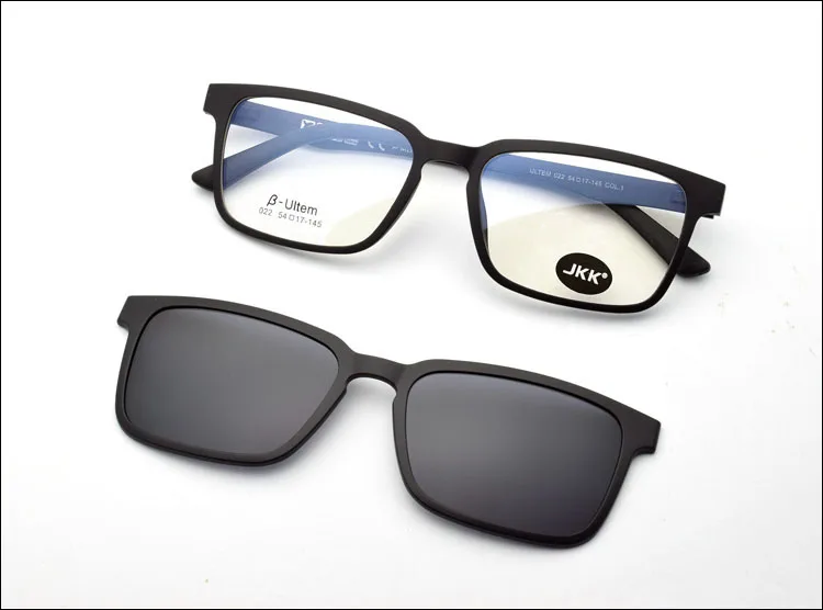 Ультра-светильник, оправа для очков, для мужчин, на магнитной застежке, солнцезащитные очки, близорукость, поляризационные, функциональные, Ultem Uv 400, очки, коричневые - Цвет оправы: Black