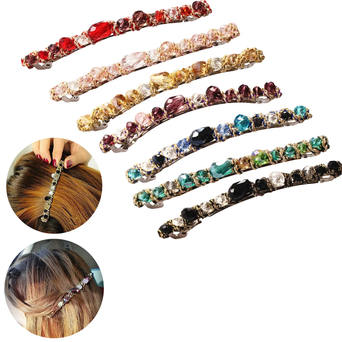

Crystal Headband Charming Korean Hair Accessories Variety Colorful Flash Card Irregular Round Hair Clips for Women