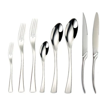 

8Pcs Silver Dinnerware Thickening Cutlery Set Stainless Steel Tableware Dinner Steak Knife Small Fork Silverware Drop Shipping