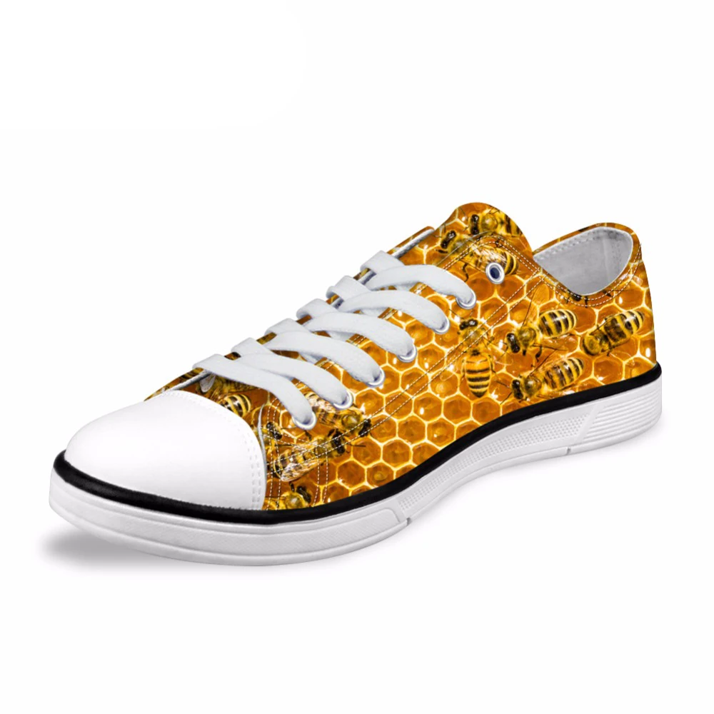 

NOISYDESIGNS flat Female Casual Shoes Cute 3D Animal Bee Fashion Spring Autumn Low Vulcanize Shoes Woman Lace-up Canvas Shoes