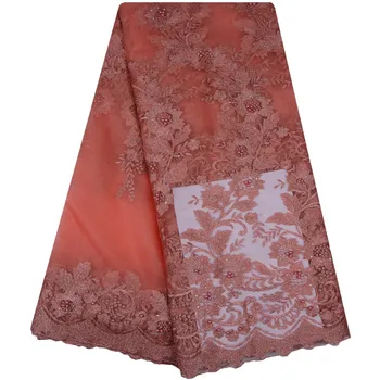 

African Net Lace Fabric High Quality Royal Blue Lace Nigerian Lace 2019 High Quality Embroidery Lace Fabric With Beads A1099