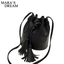 Маленькая женская сумка-ведро Mara's Dream, женская сумка из искусственной кожи с кисточками, женская сумка на плечо, Большая вместительная сумка через плечо для покупок