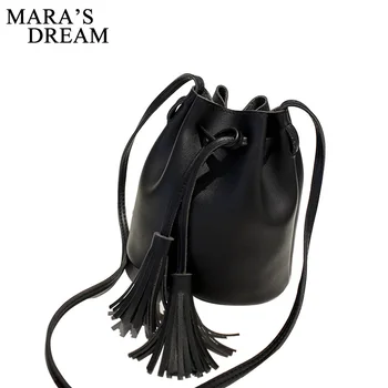 

Mara's Dream SmallWomen Bucket Bag Women PU Leather Tassel Ladies Shoulder Bag Bag Large Capacity Crossbody Bag For Shopping
