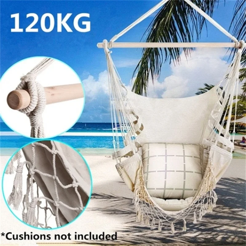 

Deluxe Hammock Chair Hammocks Hanging Chair Swing Indoor Outdoor With Tassel