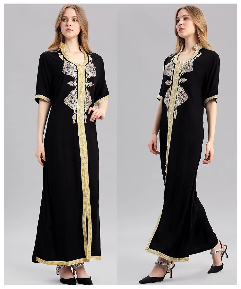 Женская мусульманская одежда макси с длинным рукавом длинное платье марокканский кафтан платье с вышивкой винтажная абайя мусульманские халаты платье хиджаб стиль