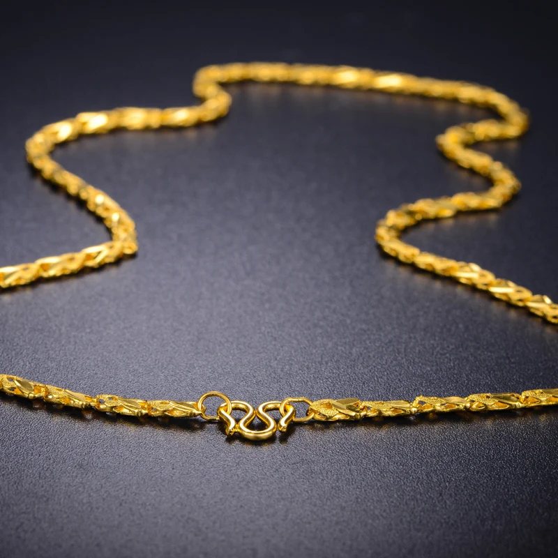 XXX 24K ожерелье из чистого золота настоящий AU 999 твердая Золотая цепь простые яркие движущиеся высококлассные Классические Вечерние ювелирные изделия Новинка