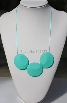 

3 Sea Oval Faceted Silicone Teething Nursing Necklace Free Shipping