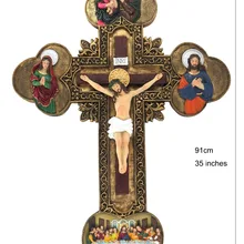 Hankroi 35 дюймов Высота смолы крест Иисус Христос на крест с надписью INRI стены распятие дома Часовня украшения