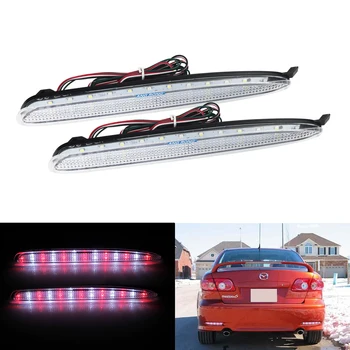 

ANGRONG LED Rear Bumper Reflector Reverse Stop Brake Light Lamp For Mazda6 Mazdaspeed6 Red