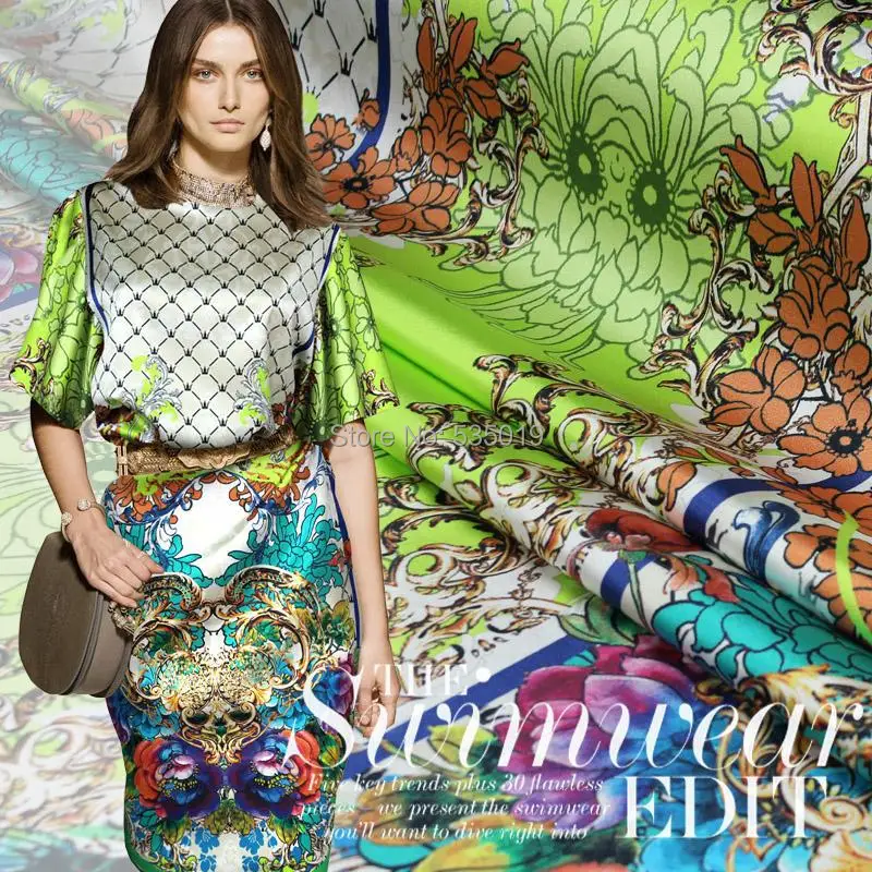 Telas модные женские туфли супер Поплин тканые 3% эластичные 97% шелковые ткани для шитья одежда рубашка Геометрия материал печати платье ткань ткань шелк шелковое платье материал для шитья атлас ткань жаккард ткань