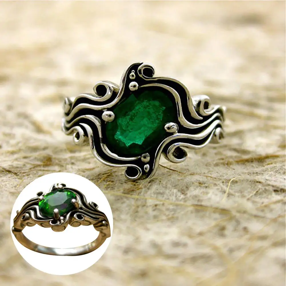 Newest Design Green/Blue Stone Rings for Women Metal Silver Plated Vintage Fashion Jewelry Cheap Price | Украшения и аксессуары