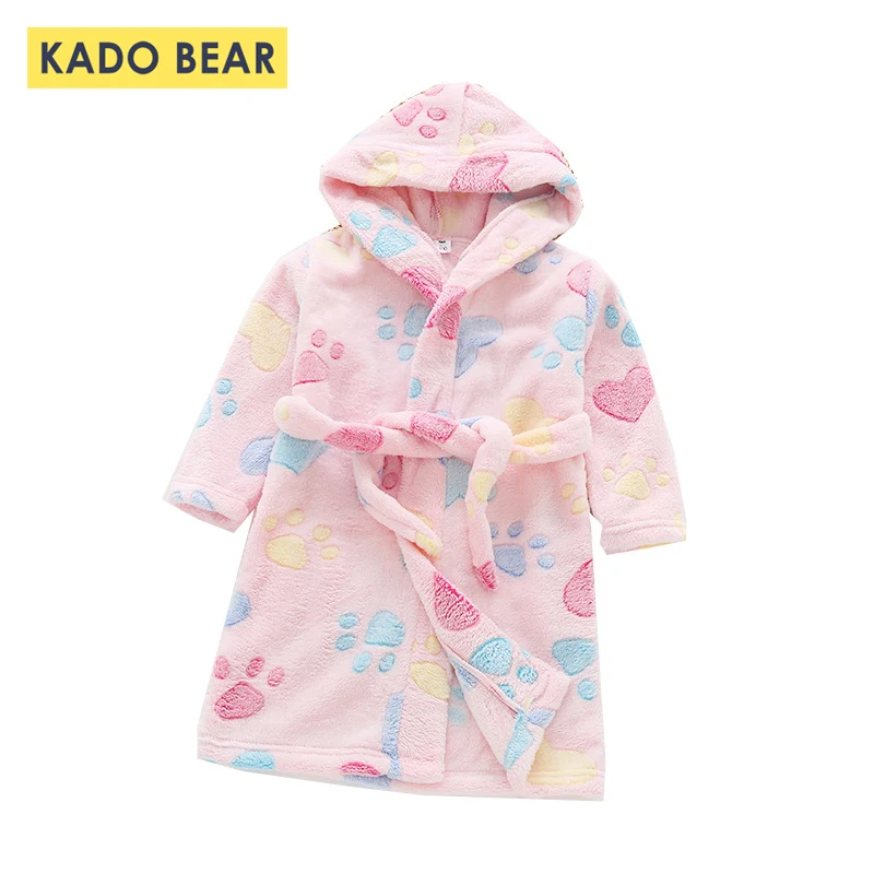 

Toddler Flannel Towel Robe Kids Hooded Baby Girl Boys Bathrobe Long Sleeve Warm Robes Autumn Cartoon Cute Fashion Winter Clothes