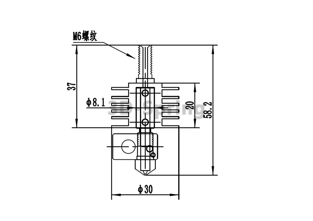 Мини MK10 Hotend короткие Экструдер Насадка комплект Применение 2*4 мм трубы M6 для 3D-принтеры RepRap bowden Makerbot 1,75 мм нити