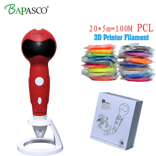 Special Price 2018 Wolrd Frist Phonetic function 3D Pen BAPASCO Robot Appearance 3D Drawing Pen Add 100M PCL Pen 3D Built-In 1000maH Battery