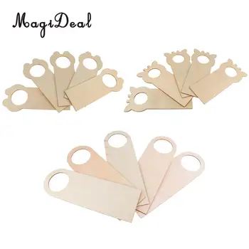 

MagiDeal 5 Pieces Creative Wood Door Knob Hanger Signs for DIY Kid Craft Round/Bear/Giraffe