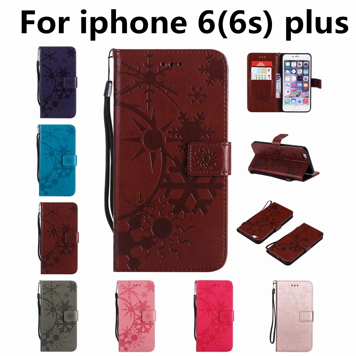 

Retro PU Leather Case For iPhone 6 plus Multi Card Holders Phone Cases For iPhone 6s plus flower Cover