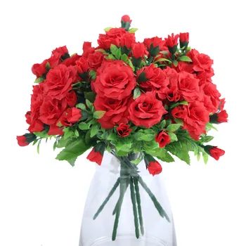 

75 Heads Wedding Rose Vivid Fresh Silk Rose Artificial Flowers Hibiscus Roses Bride Home Decorative Party Decor Gifts G9440