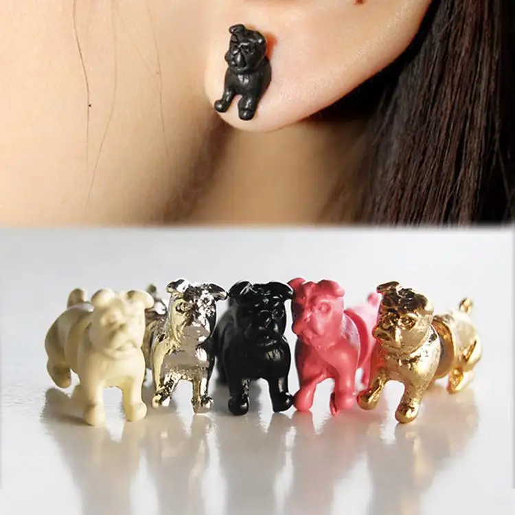

1pc 5 Colors Punk Stereoscopic Dog Impalement Piercing Ear Stud Earring Charming Jewelry