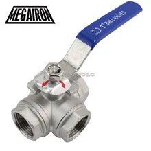 MEGAIRON " DN25 3 Way BSPT SS316 Тип женский Mountin Pad шаровой клапан с виниловой ручкой Max 1000Psi
