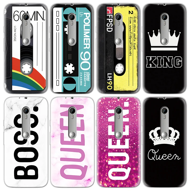 

CD Cover For Motorola Moto C E4 E5 G3 G4 G5 G5S G6 Plus M X4 X Style Z Z2 Z3 Play Fundas Coque For Moto E4 King Queen TPU Case