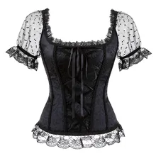 Overbust corset de hombro top de talla grande trajes burlescos floral de encaje hasta bustiers y corsés correas de manga vintage sexy fiesta